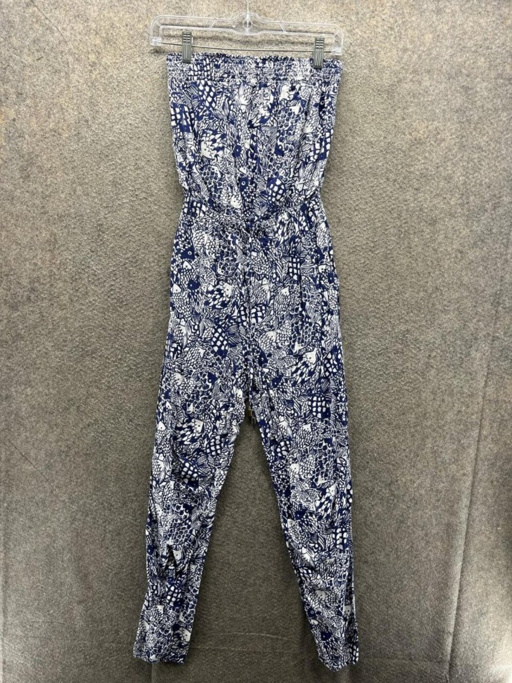 Lilly Pulitzer For Target Jumpsuit Womens XS Blue Floral Strapless Elastic Waist